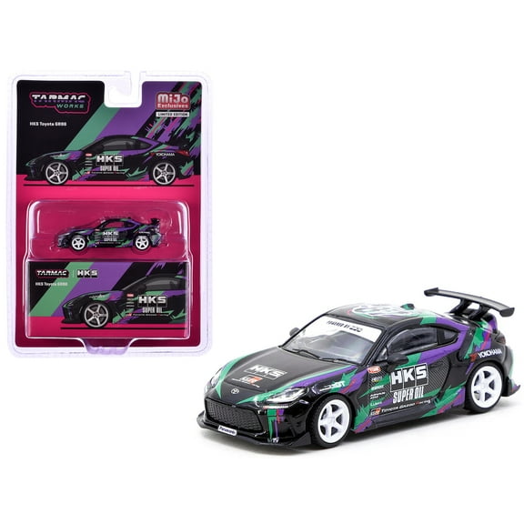 Toyota GR86 RHD (Right Hand Drive) "HKS" Black with Graphics "Global64" Series 1/64 Diecast Model Car by Tarmac Works