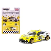 Toyota GR86 RHD Right Hand Drive MoonEyes White w/Yellow Flames and Graphics Global64 1/64 Diecast Model by Tarmac Works