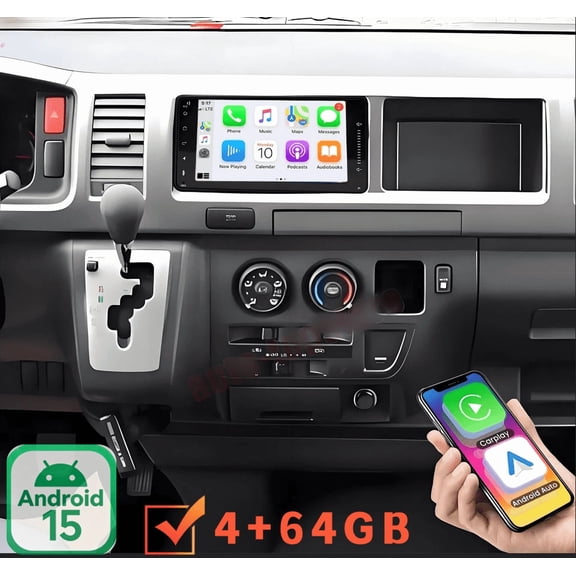 For Toyota Hiace 2004 2005-2019, Android 15 Car Stereo, 7 Inch Touchscreen Radio with Wireless CarPlay & Android Auto, 4+64GB, Includes AHD Backup Camera & Microphone