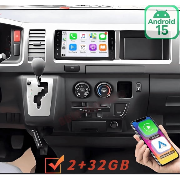 For Toyota Hiace 2004-2019, Android 15 Car Stereo, 7 Inch Touchscreen Radio with Wireless CarPlay & Android Auto, 2+32GB, Includes AHD Backup Camera & Microphone
