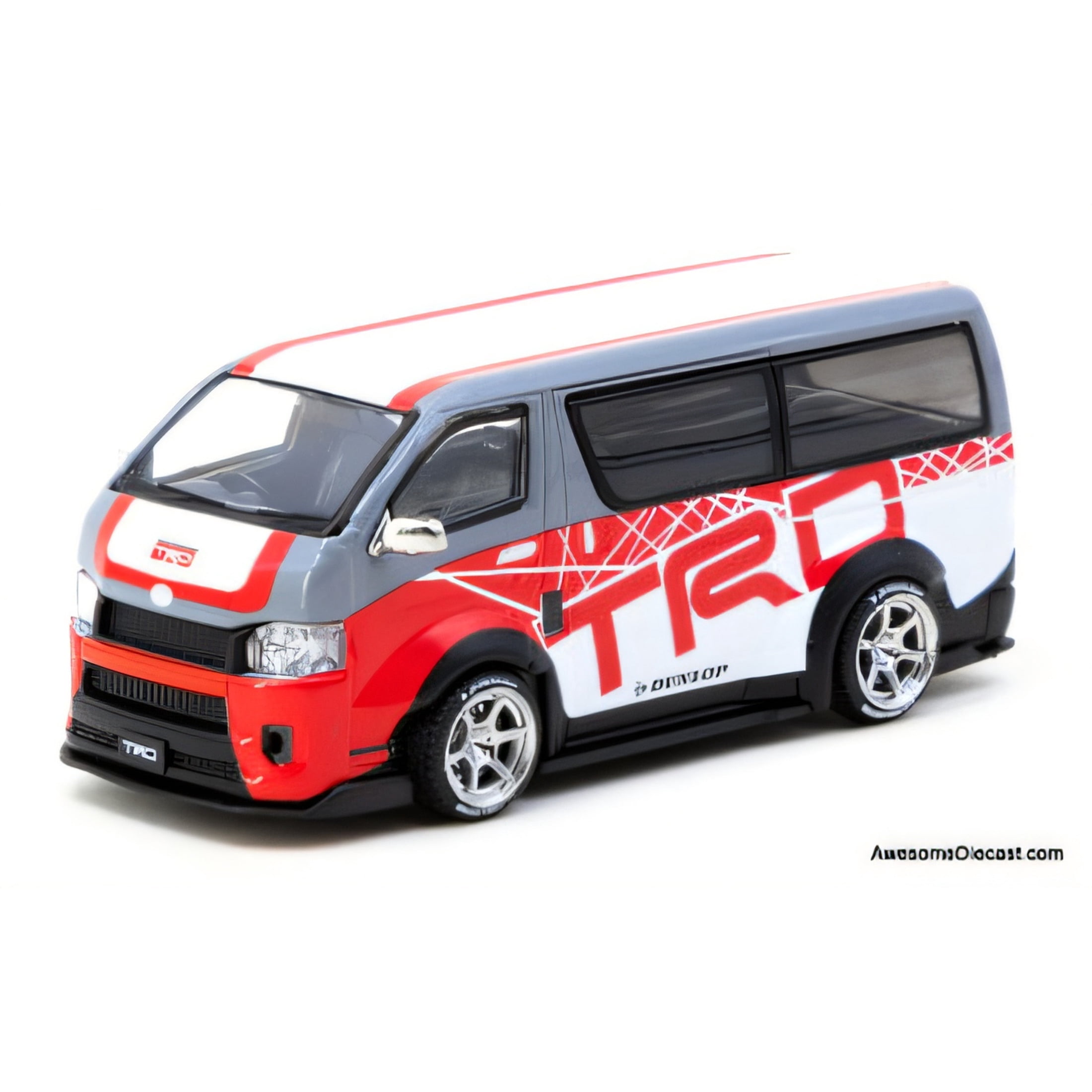 Toyota Hiace Widebody, Red/white/gray: Trd 1:64 Diecast Model Car by ...