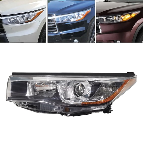 For Toyota Highlander 2014-2016 Front Halogen Headlight Assembly, Left Driver Side Head Lights Clear Lens, High Brightness Headlight Assembly Direct Replacement Headlamps (Left)