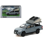 Toyota Hilux Pickup Truck RHD Right Hand Drive Gray with Camping Equipment "Road64" Series 1/64 Diecast Model Car by Tarmac Works
