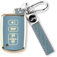 thumbnail image 1 of for Toyota Key Fob Cover with Keychain, 4 Button Car Key Case Shell for Tacoma Highlander Corolla Sequoia Camry Tundra Avalon RAV4 4Runner, Golden Edge Soft TPU Easy to Press, 1 of 15