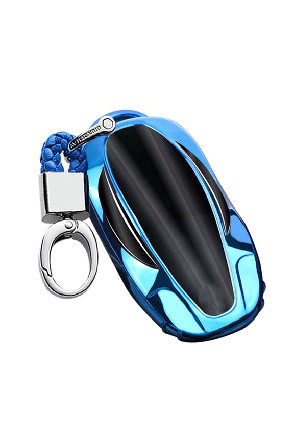 Full Protection Keyless Fit for Tesla Key Fob Cover Fit for Model 3 Fit for Model Y Fit for Model X Fit for Model S Plating TPU Key Fob Case with Keychain