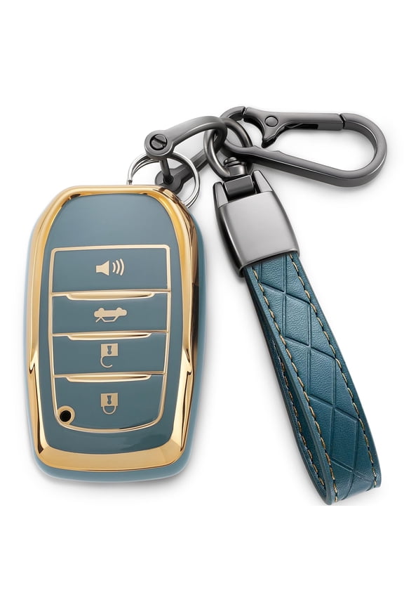 for Toyota Key Fob Cover,Leather Keychain Soft TPU Protection Key Case for 2019-2024 VenzaGrand Highlander Land Cruiser RAV4 Prime Fortuner Corolla Cross Hilux Smart Key 4 Buttons