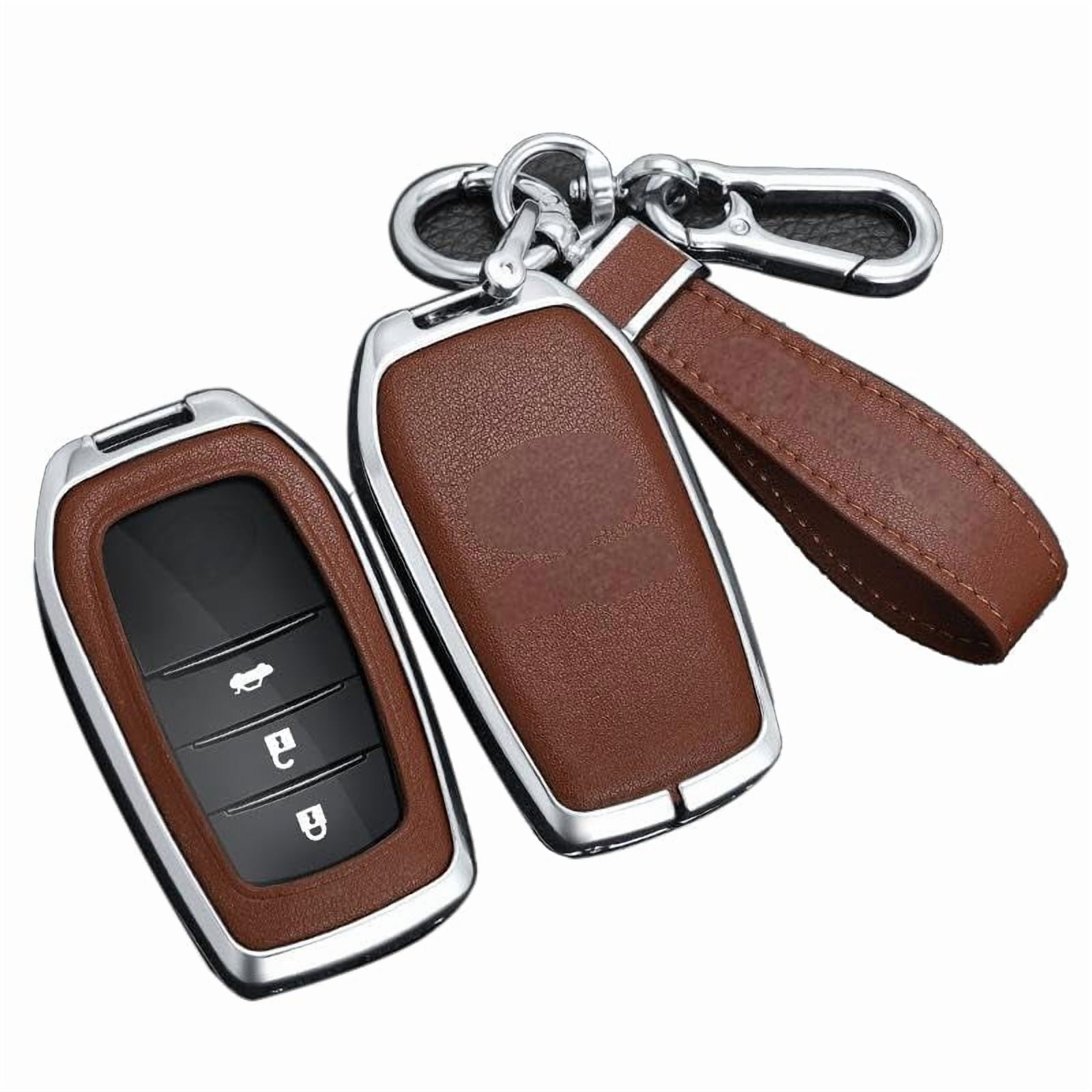 for Toyota Key Fob Coverwith Leather zinc Alloy Keychains,for 2022-2024 ...