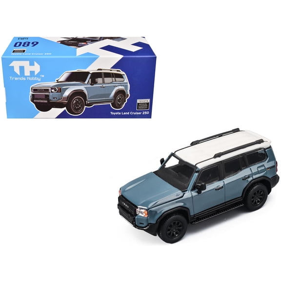 Toyota Land Cruiser 250 Blue with White Top 1/64 Diecast Model Car by Trends Hobby