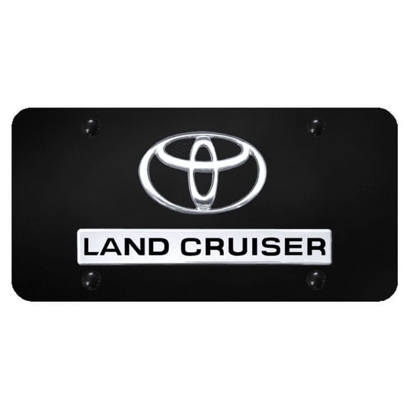 Toyota Land Cruiser 3D Chrome Logo Black License Plate Official Licensed