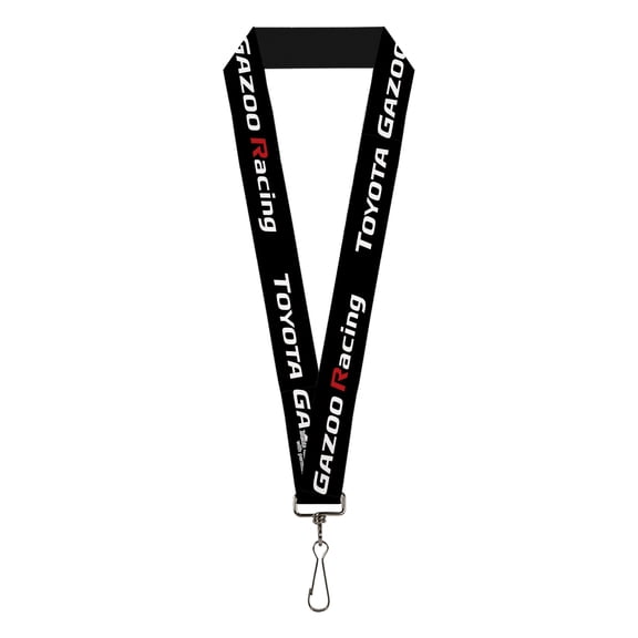 Toyota Lanyard, Toyota Gazoo Racing Text Logo Black White Red, Elastic
