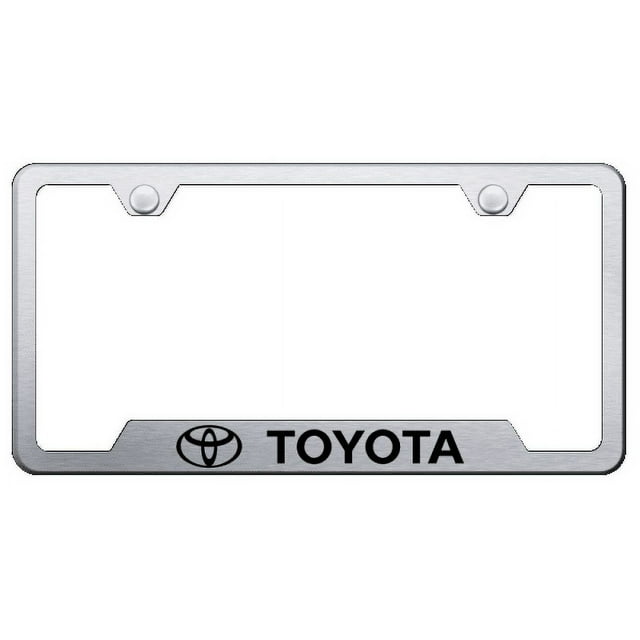 Toyota Logo Brushed Stainless Notched License Plate Frame Official