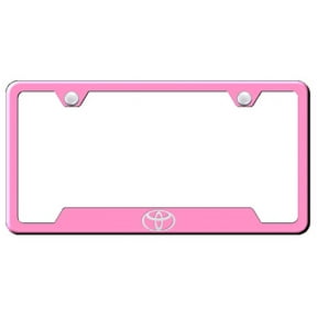 Toyota Logo Mirrored Pink Notched License Plate Frame Official Licensed