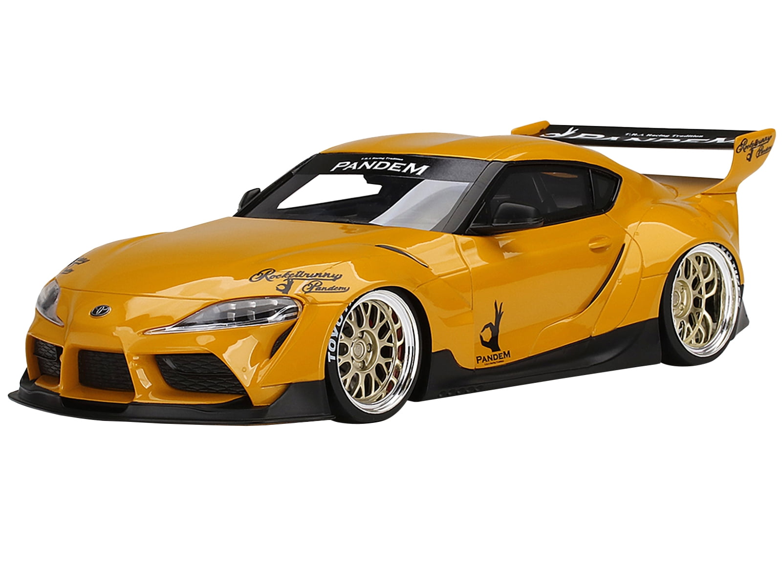 Toyota Pandem GR Supra V1 0 Yellow With Graphics 1 18 Model Car By Top toyota-pandem-gr-supra-v1-0-yellow-with-graphics-1-18-model-car-by-top