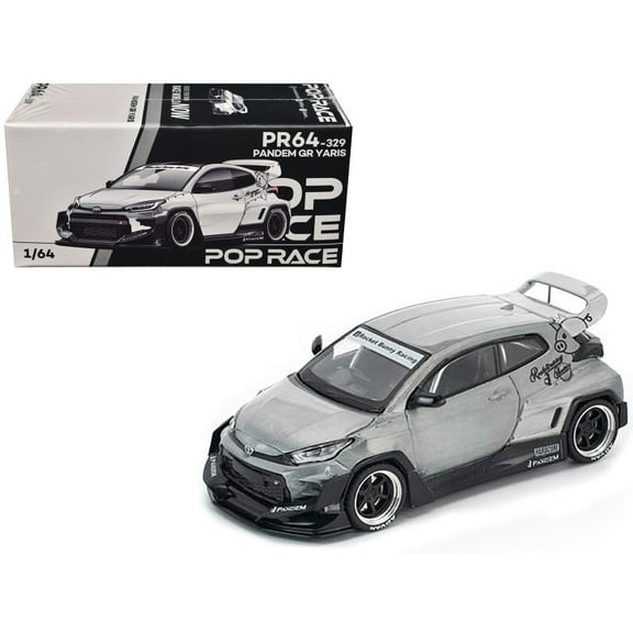 Toyota "Pandem" GR Yaris RHD (Right Hand Drive) Raw Metal 1/64 Die Cast Model Car by Pop Race