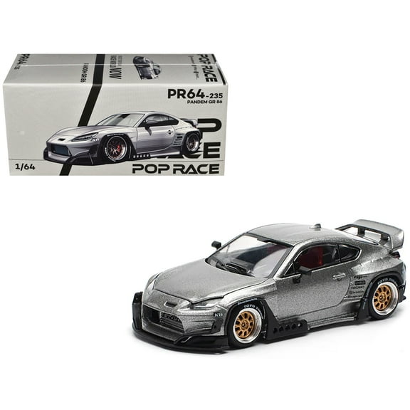 Toyota Pandem GR86 Silver Metallic 1/64 Die Cast Model Car by Pop Race