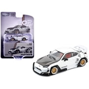 Toyota Pandem GR86 White with Carbon Hood "Enigma Exclusive Edition" 1/64 Diecast Model Car by Pop Race