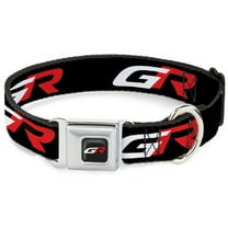 Toyota Pet Collar, Dog Collar Metal Seatbelt Buckle, Toyota Gazoo Racing GR Logo and Text Black White Red, 9.5 to 13 Inches 1.0 Inch Wide