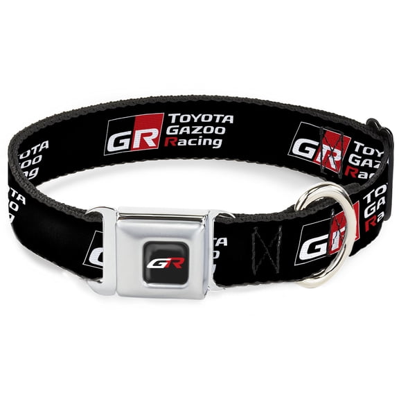 Toyota Pet Collar, Dog Collar Metal Seatbelt Buckle, Toyota Gazoo Racing GR North America Logo Black White Red, 11 to 16.5 Inches 1.0 Inch Wide