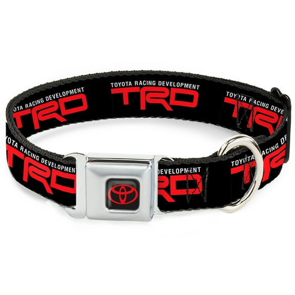 Toyota Pet Collar, Dog Collar Metal Seatbelt Buckle, Toyota Racing Development TRD Logo Black White Red, 16 to 23 Inches 1.5 Inch Wide