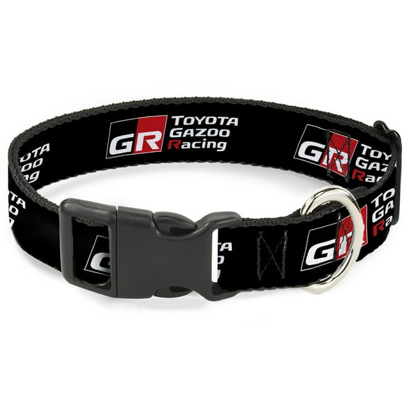 Toyota Pet Collar, Dog Collar Plastic Buckle, Toyota Gazoo Racing GR North America Logo Black White Red, 16 to 23 Inches 1.5 Inch Wide