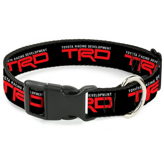 Toyota Pet Collar, Dog Collar Plastic Buckle, Toyota Racing Development TRD Logo Black White Red, 11 to 16.5 Inches 1.0 Inch Wide