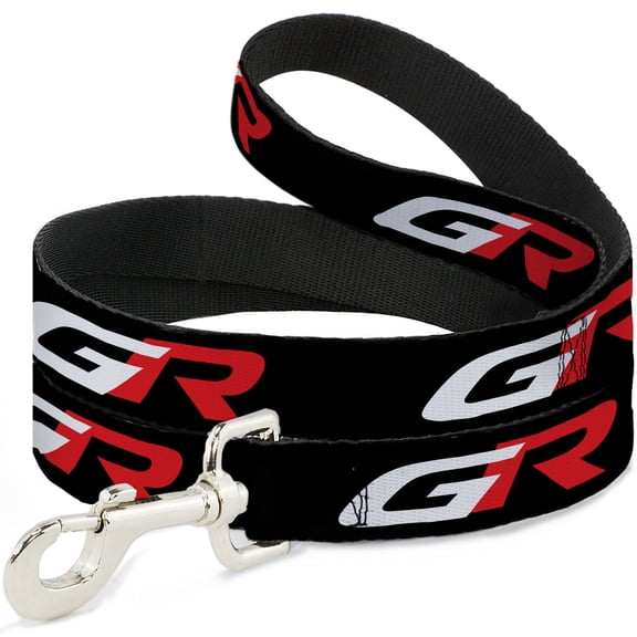 Toyota Pet Leash, Dog Leash, Toyota Gazoo Racing GR Logo and Text Black White Red, 4 Feet Long 1.0 Inch Wide