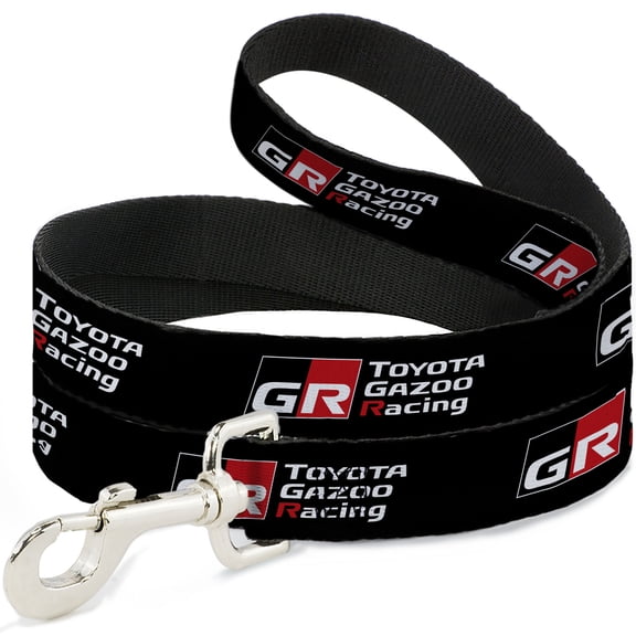 Toyota Pet Leash, Dog Leash, Toyota Gazoo Racing GR North America Logo Black White Red, 4 Feet Long 1.0 Inch Wide
