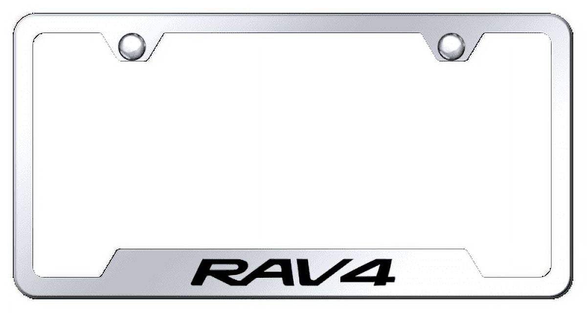 Toyota RAV4 Logo Mirrored Chrome Notched License Plate Frame Official