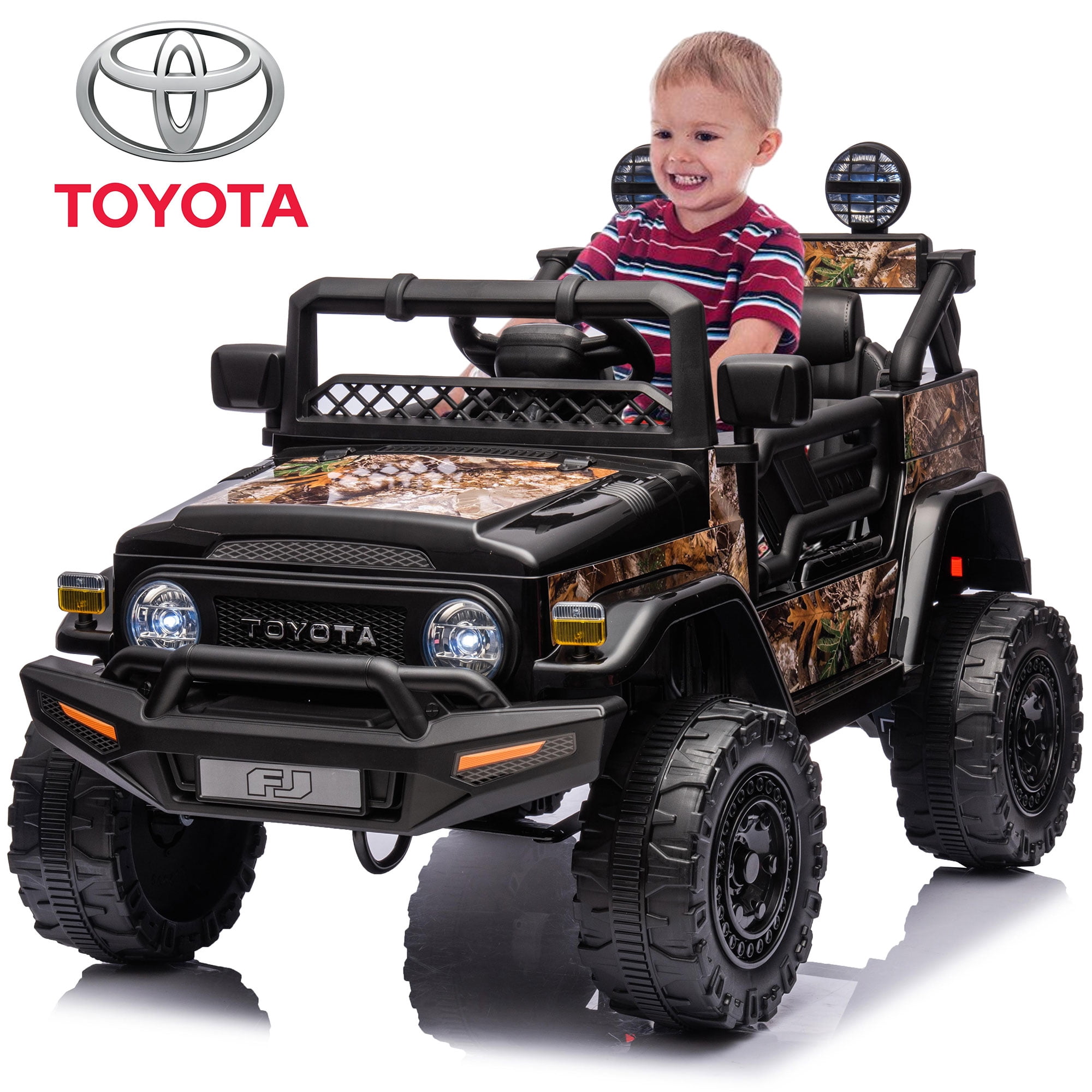 Toyota Ride on Car, 12V Toyota LC250 Powered Ride on Toy with Remote Control, Kids Electric Car with Bluetooth/Lights, 4 Wheelers Gift for Kids Toddlers Boys Girls Aged 3-5, Black