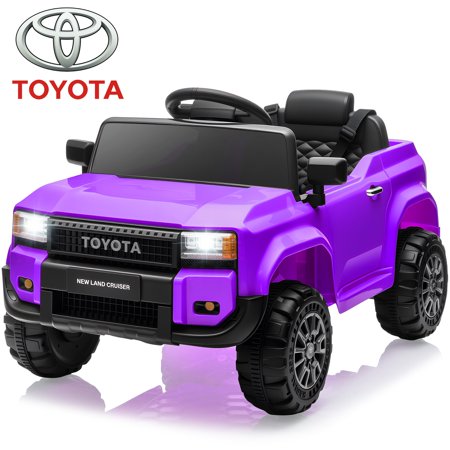 Toyota Ride on Car, 12V Toyota LC250 Powered Ride on Toy with Remote Control, Kids Electric Car with Bluetooth/Lights, 4 Wheelers Gift for Kids Toddlers Boys Girls Aged 3-5, Purple