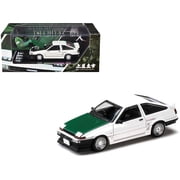 Toyota Sprinter Trueno AE86 RHD "Keiichi Tsuchiya" White with Green Carbon Hood 1/64 Diecast Model Car by Hobby Japan