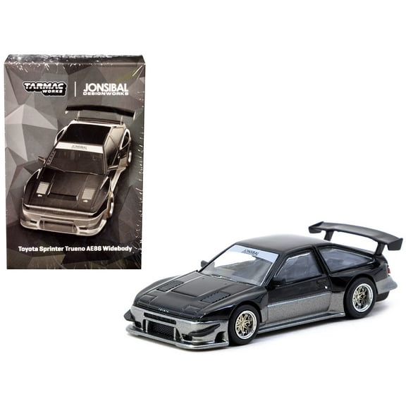 Toyota Sprinter Trueno AE86 Widebody RHD (Right Hand Drive) "Jonsibal Designworks" Black and Gray Metallic "Global64" Series 1/64 Diecast Model by Tarmac Works