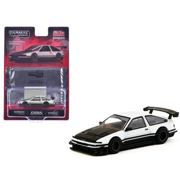 Toyota Sprinter Trueno AE86 Widebody RHD (Right Hand Drive) White and Black with Tarmac Cards "Global64" Series 1/64 Diecast Model by Tarmac Works