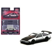 Toyota Sprinter Trueno AE86 Widebody RHD White and Black with Tarmac Cards Global64 Series 1/64 Diecast Model by Tarmac Works