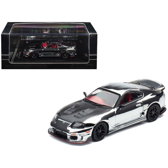 Toyota Supra (A80) GT300 RHD Chrome w/Carbon Hood & Red Interior "Tokyo Auto Salon 2026" 1/64 Diecast Model Car by Inno Models