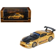 Toyota Supra A80 "Top Secret" GT300 RHD Right Hand Drive Gold Metallic with Carbon Hood 1/64 Diecast Model Car by Inno Models
