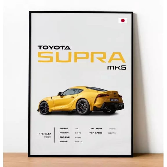 Toyota Supra Mk5 Poster Modern Japanese Sports Car Wall Art POSTER