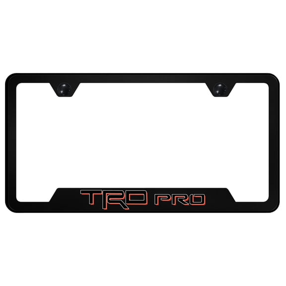 TRD Pro Notched License Plate Frame Logo on Black Polycarbonate