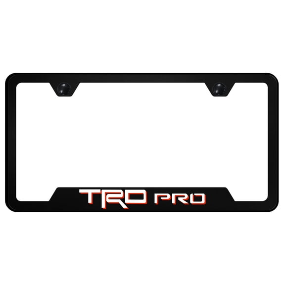 TRD Pro Notched License Plate Frame Logo on Black Polycarbonate