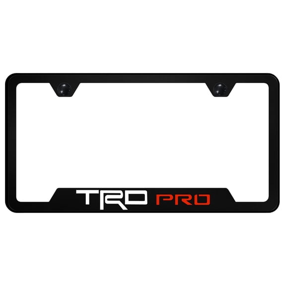TRD Pro Notched License Plate Frame Logo on Black Polycarbonate