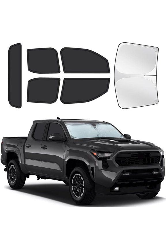 for Toyota Tacoma 2024 2025 Car Window Shades, 6pcs Privacy Sun Shade Set for Front Windshield Side and Rear Windows, Full Window Covers Keeps vehicle Cool for Camping Napping