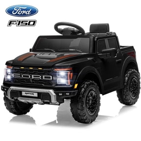 Licensed Ford Raptor F150 12V Kids Electric Car Ride On Toy, Battery Powered Ride on Truck with Remote Control, Lights, Music, 3 Speeds, 4 Wheel Suspension Ride on Car for 3-5 Year Boys Girls, Black