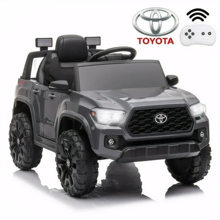 Toyota Tacoma Ride on Cars for Boys, 12V Powered Kids Ride on Cars Toy with Remote Control, Gray Electric Vehicles Ride on Truck with Headlights/Music Player for 3 to 5 Years Old Boy Girls