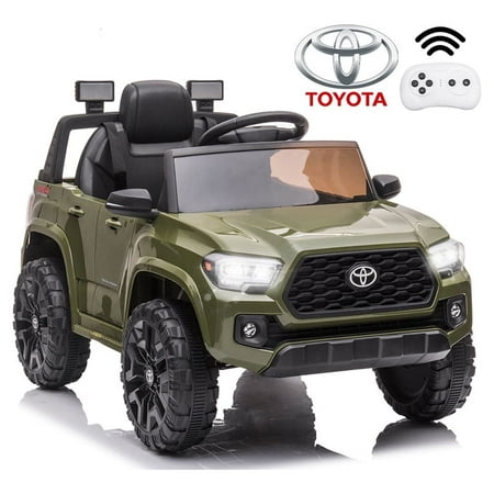 Toyota Tacoma Ride on Cars for Boys, 12V Powered Kids Ride on Cars Toy with Remote Control, Green Electric Vehicles Ride on Truck with Headlights/Music Player for 3 to 5 Years Old Boy Girls