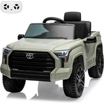 Toyota Tundra 12V Ride on Truck Car for Kids, , Battery Powered Electric Toys with Remote Control, MP3, LED Lights, Suspension System, Double Doors, Safety Belt, for 3 Years Old, Light Green