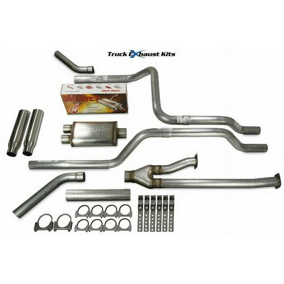 Toyota Tundra 14-21 2.5" Direct Fit Dual Exhaust Kit Salute Corner Rolled Tip