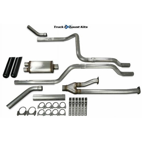 Toyota Tundra 14-21 2.5" Direct Fit Dual Exhaust Kit Stainless Corner Black Tip