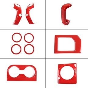 for Toyota Tundra 2014-2021 Console Air Outlet Cover Gear Shift Panel Cup Frame Car Accessories Interior Cover Trims ABS Decoration Kit-10pcs(Not Fit for RHD)(Red)