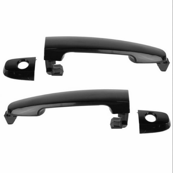 For Toyota Yaris 2007 08 09 10 11 2012 Exterior Door Handle Passenger and Driver Side | Pair | Front/Rear | Outer | w/ Keyhole | Sedan | Smooth Black | Replacement For TO1310137 | 6921142010, 6921102