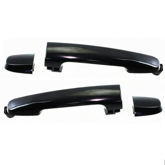 For Toyota Yaris 2007 08 09 10 11 2012 Exterior Door Handle Passenger and Driver Side | Pair | Rear | Outer | Sedan | Smooth Black | Replacement For TO1520129 | 6921142010, 6922742060, 6921102080